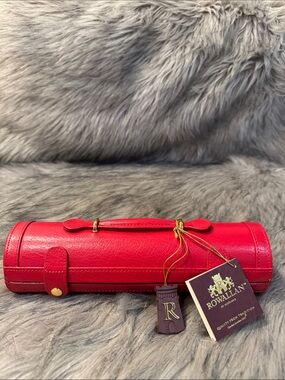NWT Rowallan Red Leather Travel Jewelry Roll